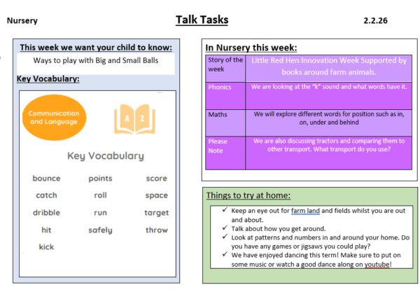 Talk Tasks- Nursery