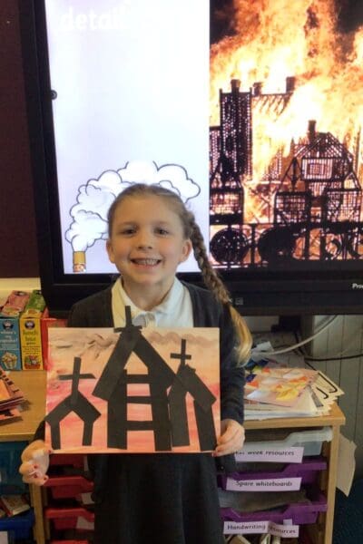 1P Great Fire of London painting