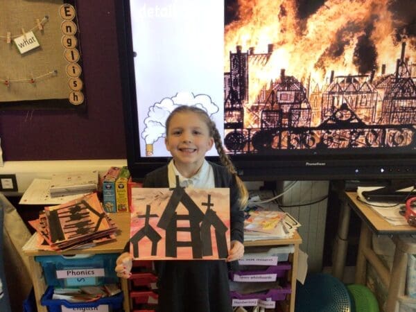 1P Great Fire of London painting
