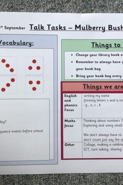 Reception Talk Tasks