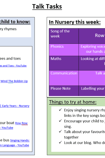 Talk Tasks - Nursery - First one!